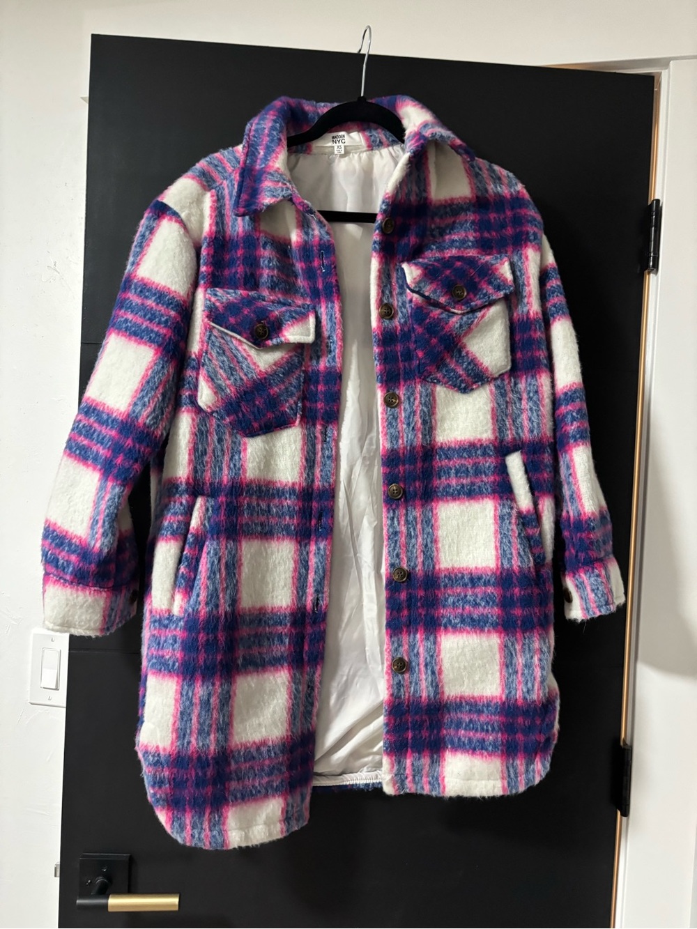 Plaid Long Shacket - Pink & Blue